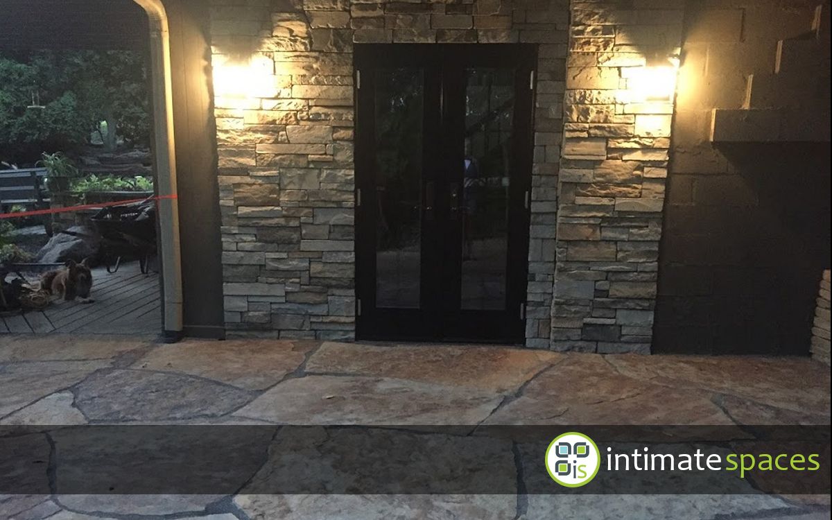 Outdoor Project: Flagstone patio, french doors, retaining wall